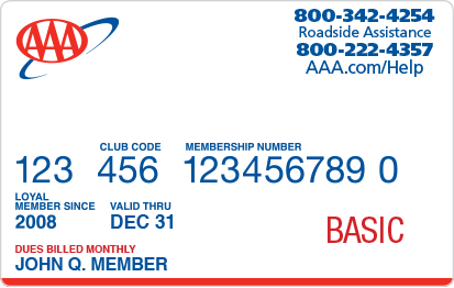 AAA Basic membership card