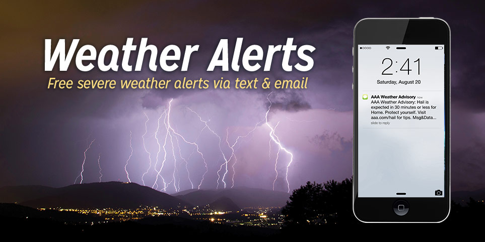 Free severe weather alerts by email or text