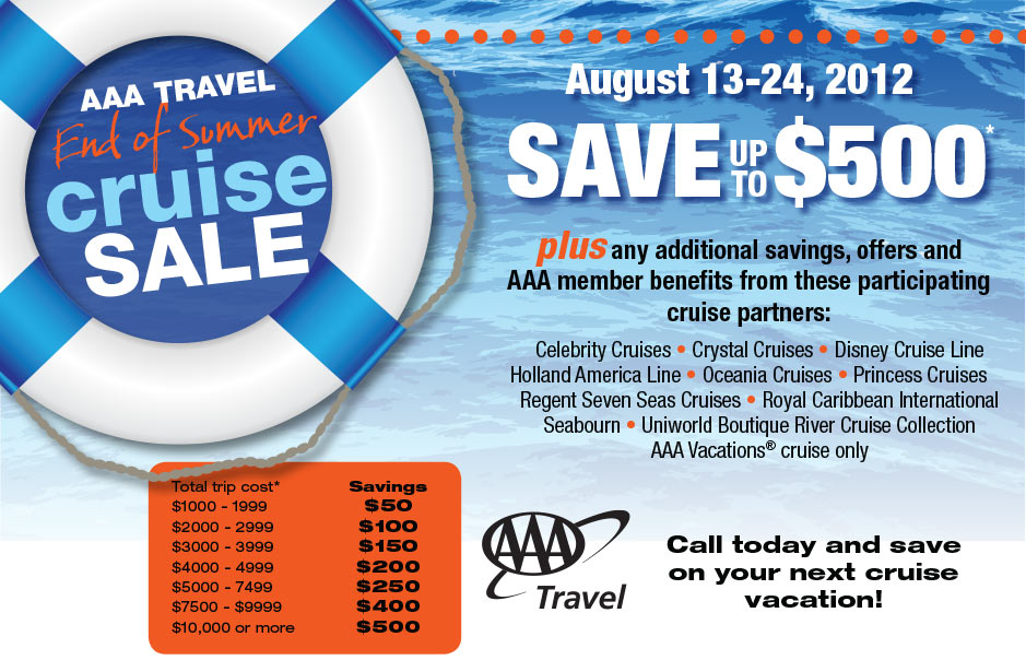 AAA Members save up to $500 on your next cruise!